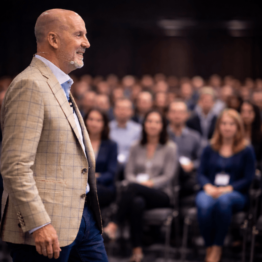 Steve Lowisz delivering a keynote on leadership infrastructure